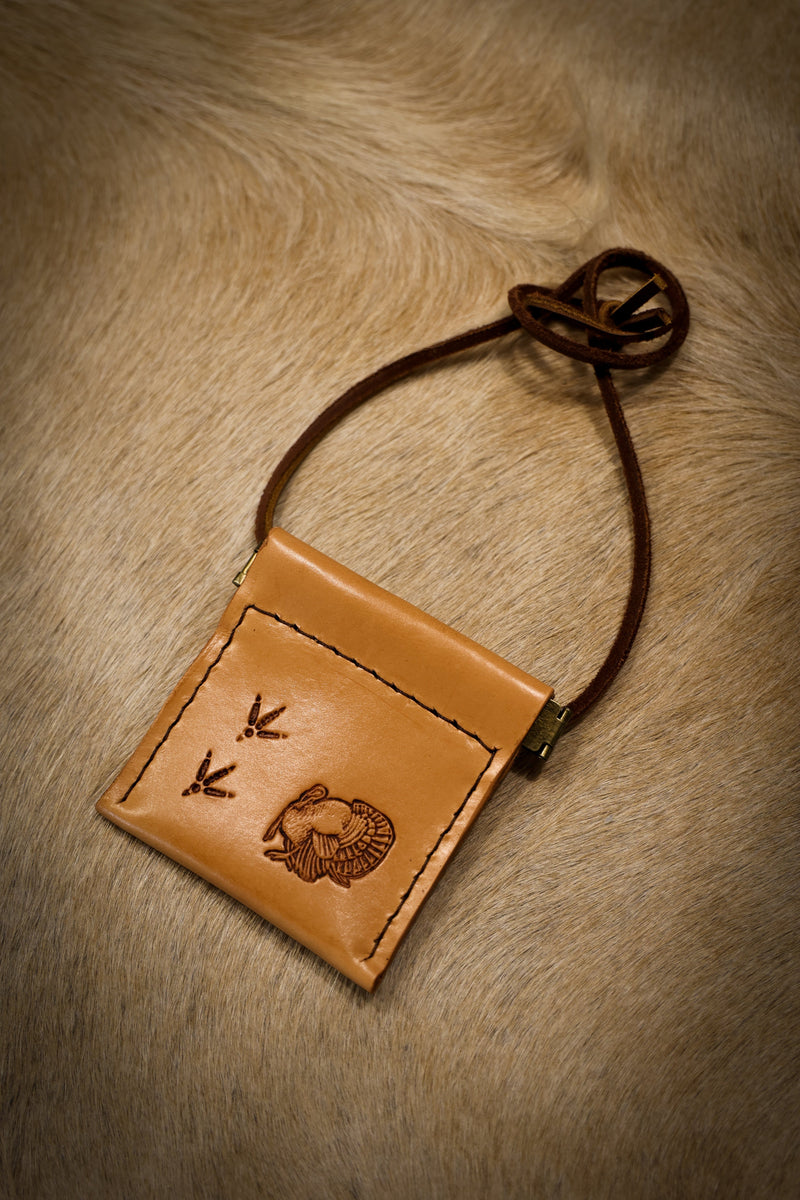 NATURAL VEG TAN LEATHER TURKEY MOUTH CALL POUCH SEGRID KNIGHT LEATHER STUDIO