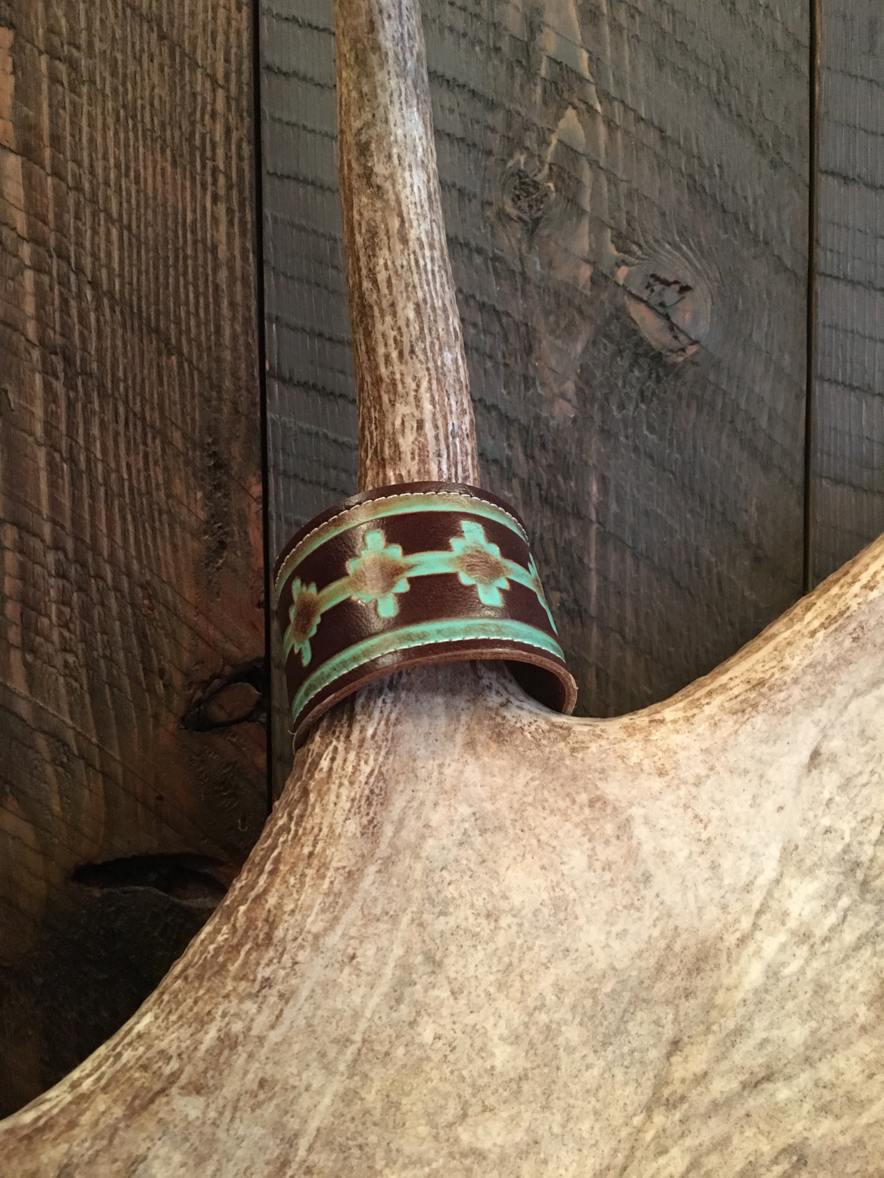 TURQUOISE ACCENT LEATHER CUFF