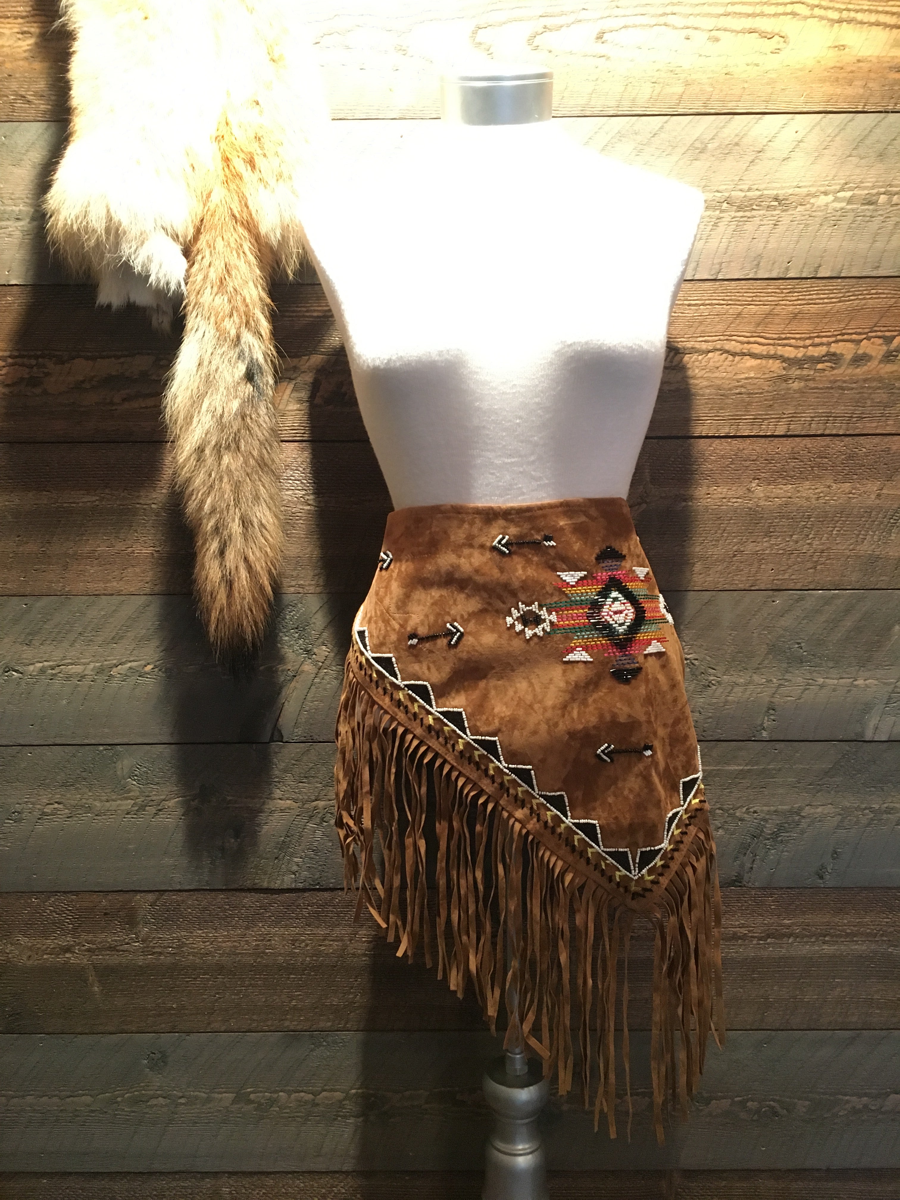 BOULDERBLUFF'S BEADED SUEDE FRINGE SCARF