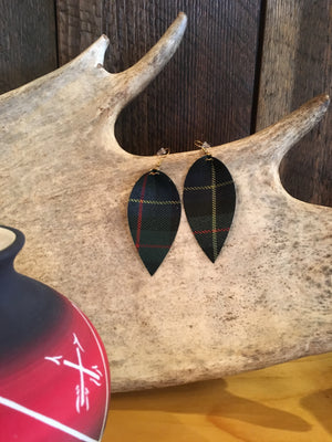 PLAID PASS LEATHER EARRINGS